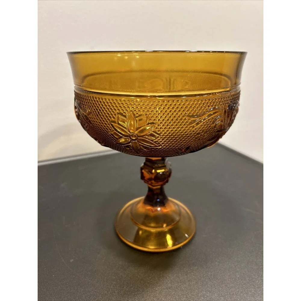 Tiara Sandwich Amber Collection Compote Pedestal Footed Candy Dish